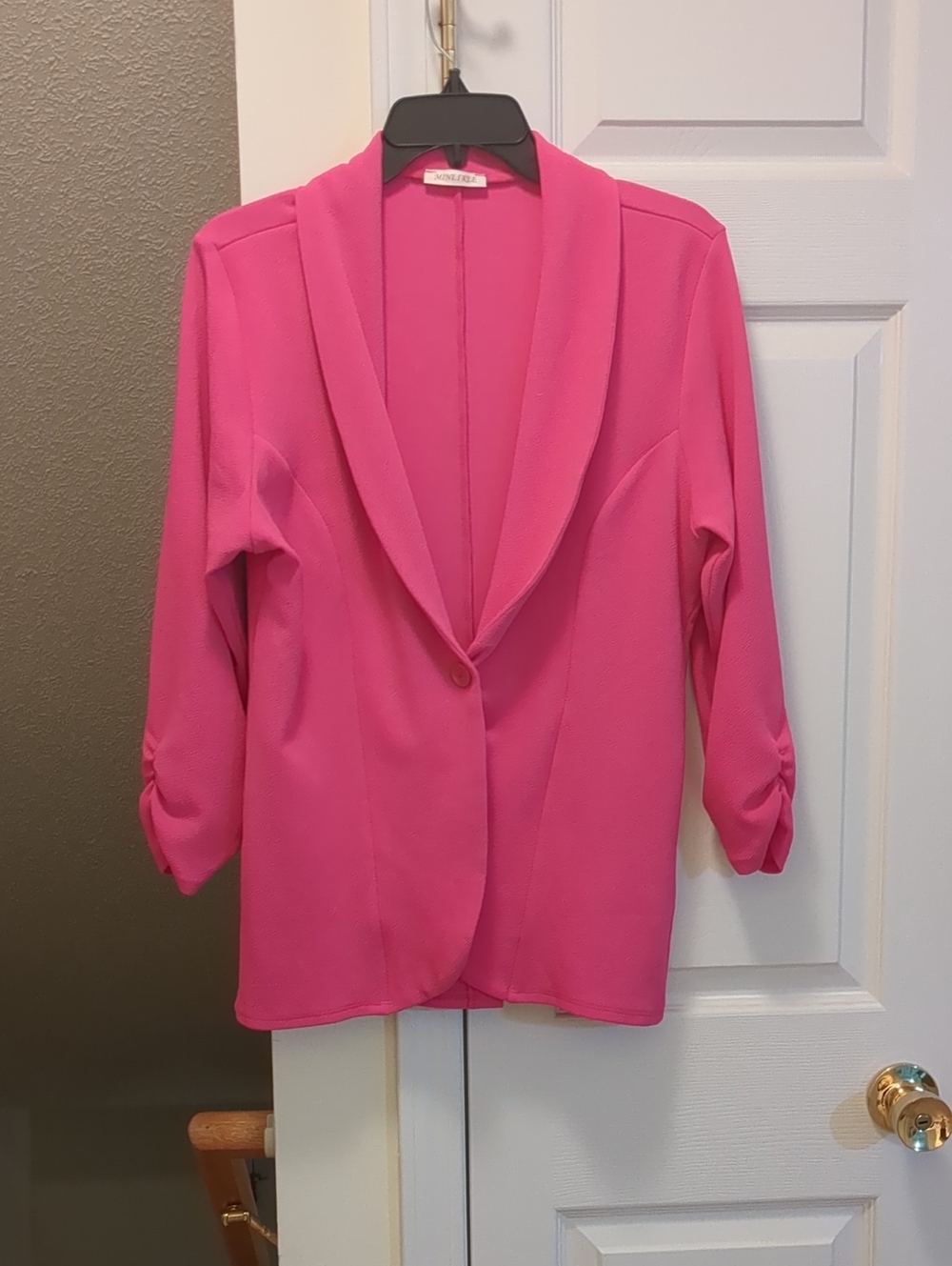 Women's Hot Pink Open Front Blazer Jacket